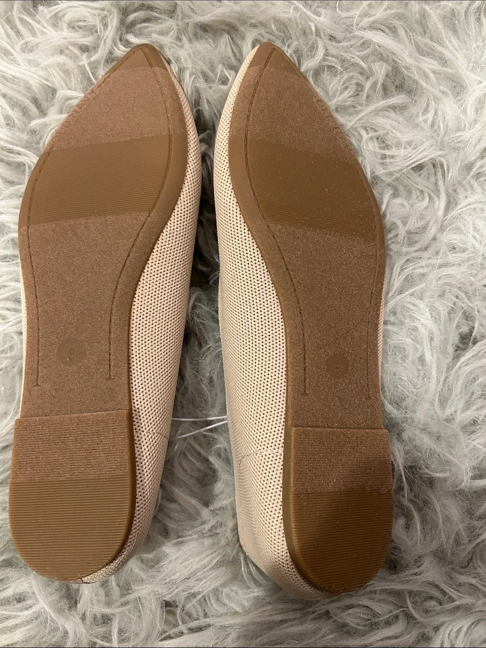 Old Navy Beige Knit Pointed Toe Flats Slip-On Size 8 NWT Comfort Work Minimal - Picture 2 of 4
